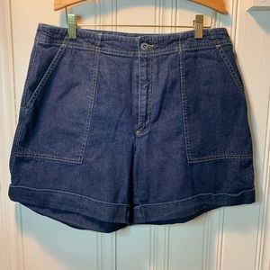 Liz Claiborne denim jean cuffed shorts pockets 12